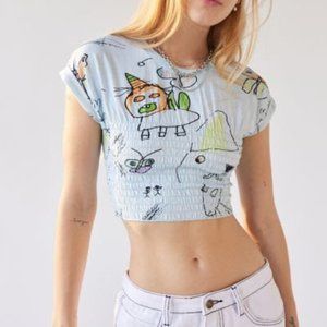 UO Doodle Smocked Tee